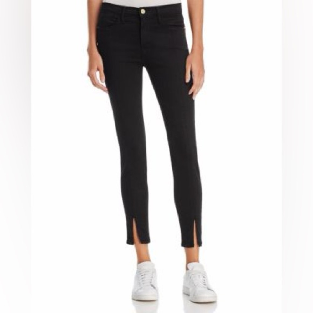 Frame Black Le High Skinny Jeans with Front Slit - Size 25
